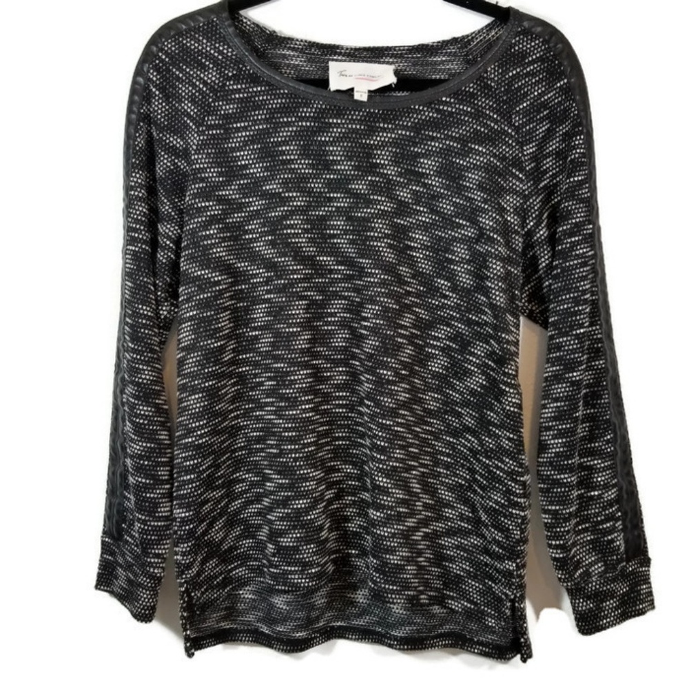 $3 Deal! Vince Camuto faux leather-trim sweater S